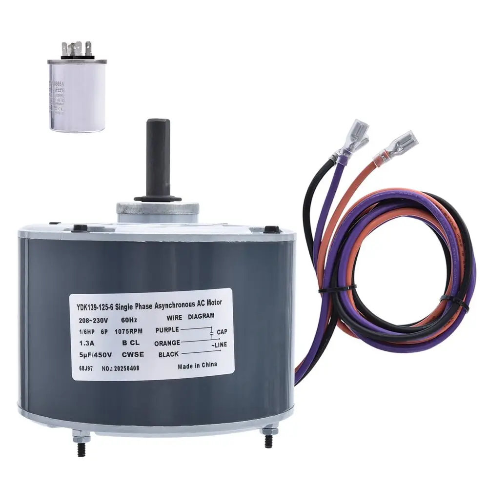 

Конденсаторный двигатель useRish 31L1901, 1/6 л.с., 1075 об/мин, 208-230В, совместим с Interlink 68J9701, или Lenno-x 68J97