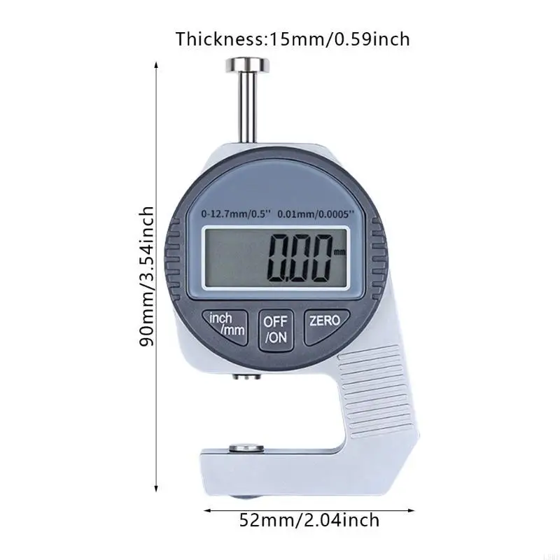 

L9BE Thickness Measuring Digital Thickness Gauge Meter 0.01mm Measurement Tool 0-12.7mm/0.5in Electronic Micrometer