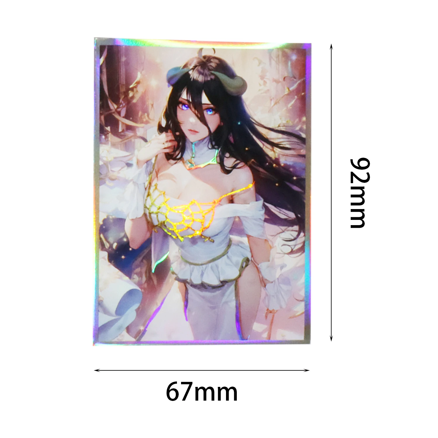 67x92mm Albedo maniche per carte olografiche Foil Anime Girl Card Sleeve PKM protezione per carte collezionabili per MTG dimensioni Standard 60 pezzi