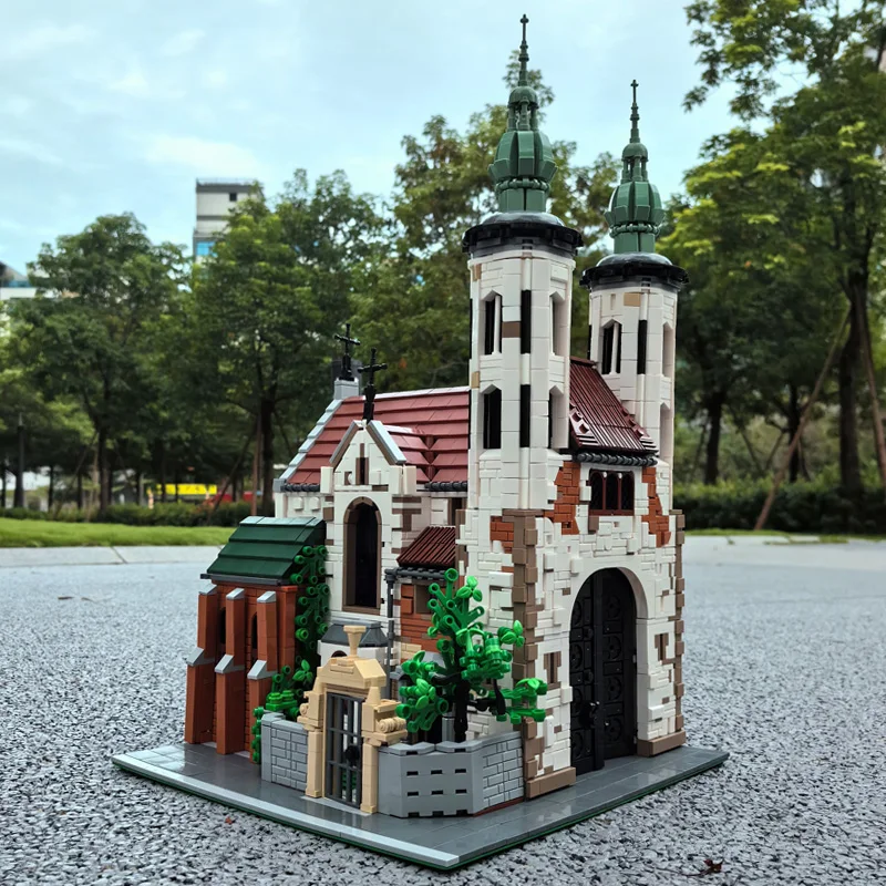 MOC-124447 Architectural Assembly of Church Building Blocks Set