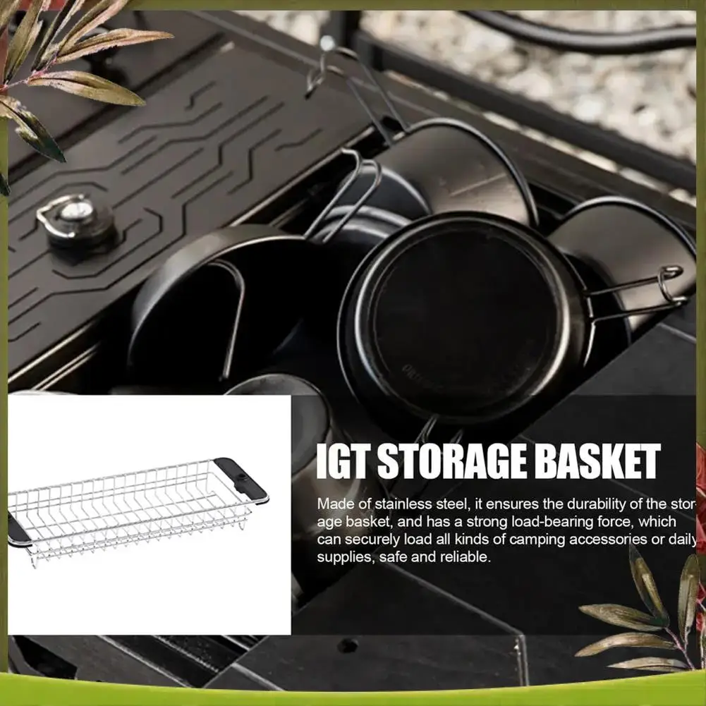 

Reliable-Basket Stainless Steel Portable Storage Basket Space Saving Basket For Hiking Camping Backyard Partys Basket For Outdoo