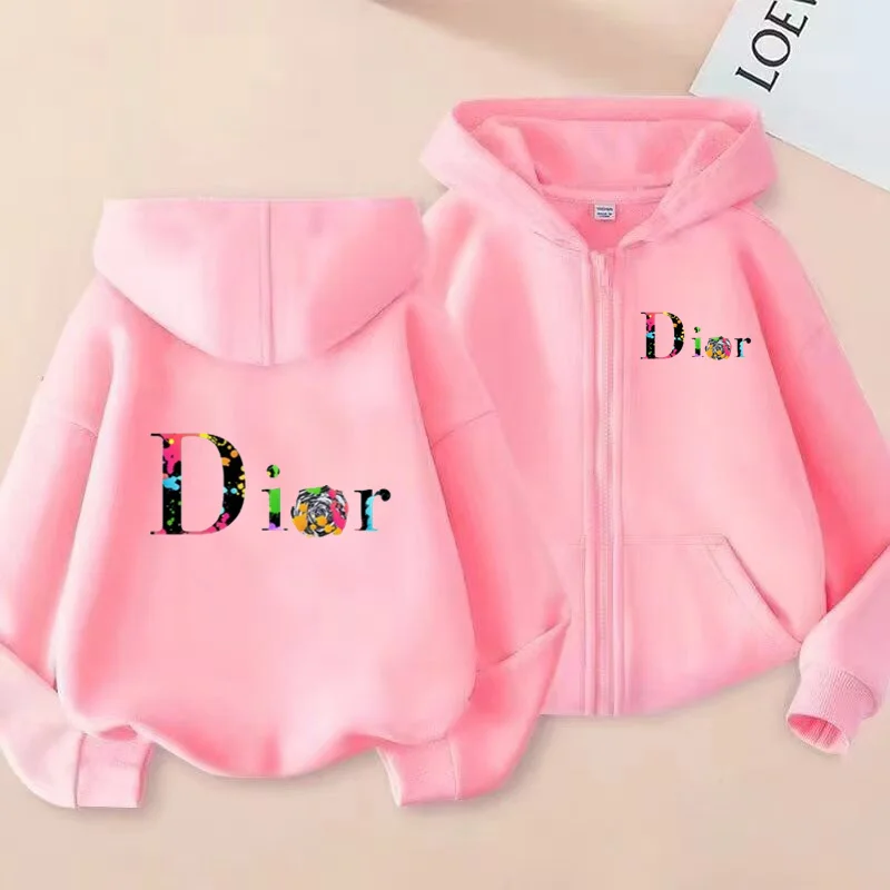 

Children Sweatshirt Hoodies Trendy Letters Clothing Zipper Style Girls Boy 3-12Yrs Fashion Sports Top Casual Loose Coat Cardigan