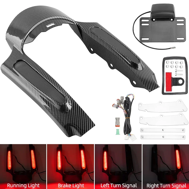 New Motorcycle LED Rear Fender Extension Fascia W/Light For Harley Touring Street Glide Road FLHX FLTRX Ultra Limited FLHR 09-23