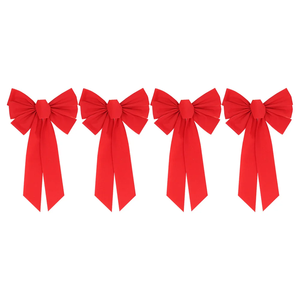 

12 pcs Flannel Christmas Bowknot Festive Decor For Tree Wedding Party Curtain Chair Sash Staircase Garland Gift Basket Reusable