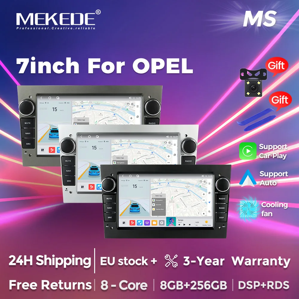 MEKEDE 7 "2Din Android autoradio pour Opel Astra H G J Zafira B Corsa C D Antara Vectra Vivaro GPS RDS DSP 4G CarPlay Autoradio