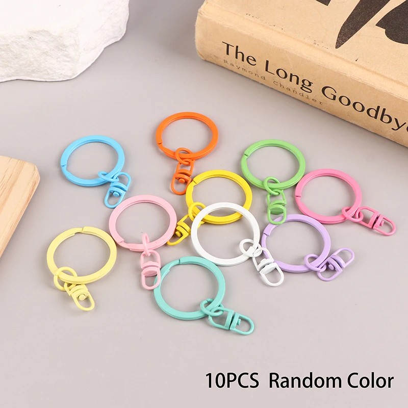 

10pcs 30mm Colored Metal Keyring With Connector Rings For Diy Jewelry Making Key Ring Keychain Hooks Bags Buckle Accessories