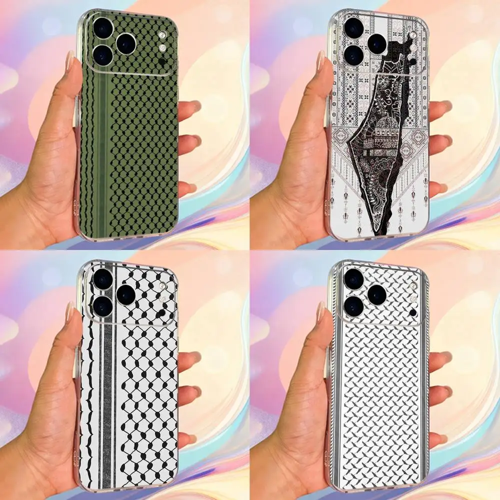 

Keffiye P-Palestines Art Phone Case For iPhone 14,13,12,11,17,16,15,Pro,Max,Plus,X,XS,XR,SE,Mini Transparent Soft Cover