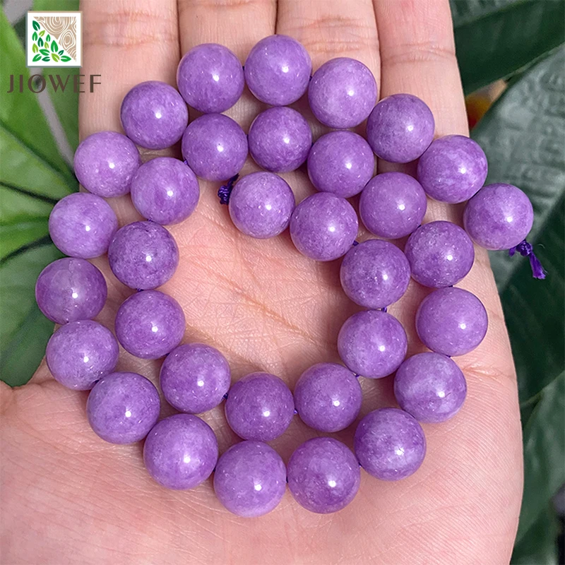 Natural Stone Light Purple Chalcedony Jaspers Round Beads for Fashion Jewelry Making Diy Bracelet Necklace 15\