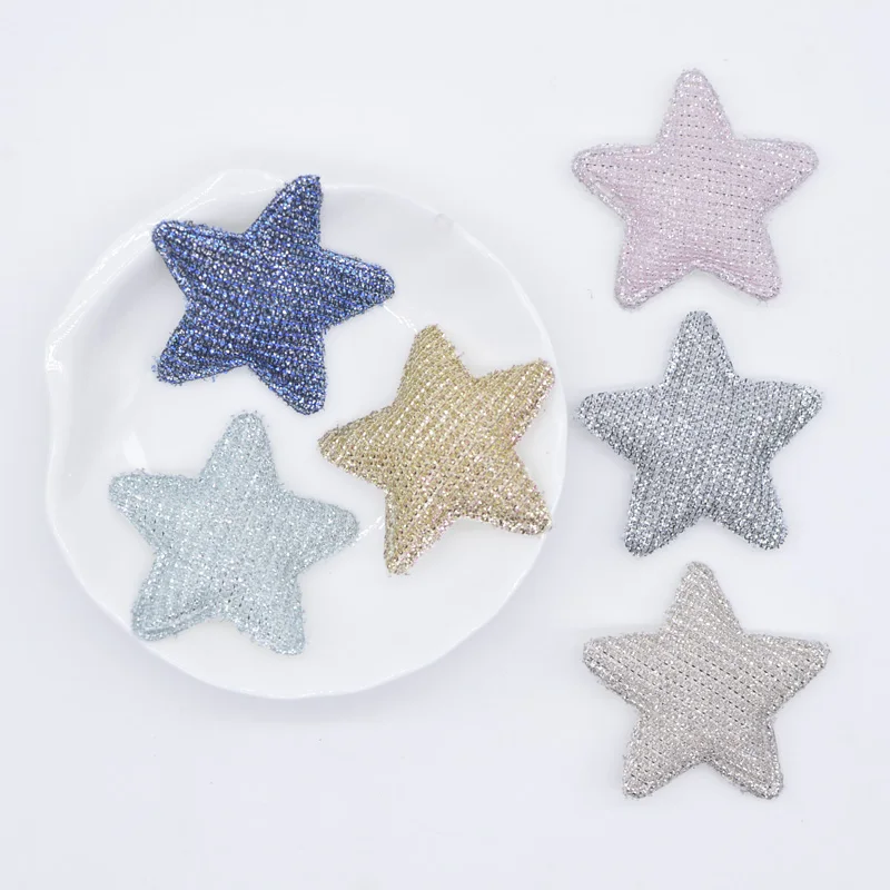 36Pcs 38mm Padded Powders Silk Cloth Star Appliques for DIY Headwear Hair Clips Band Decor Clothes Sewing Supplies Patches