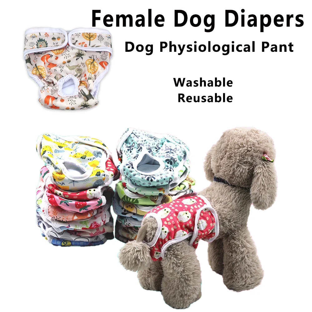 Washable Female Dog Diapers Size Adjustable Pet Physiological Pant for Female Dog Period Reusable Dog Panties RandomColor