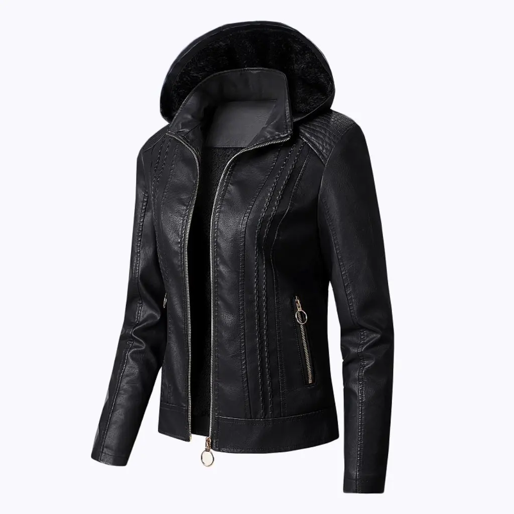 Chaqueta de cuero de talla grande para mujer, abrigo corto con solapa y cremallera, Color sólido, moda europea americana, para deseos