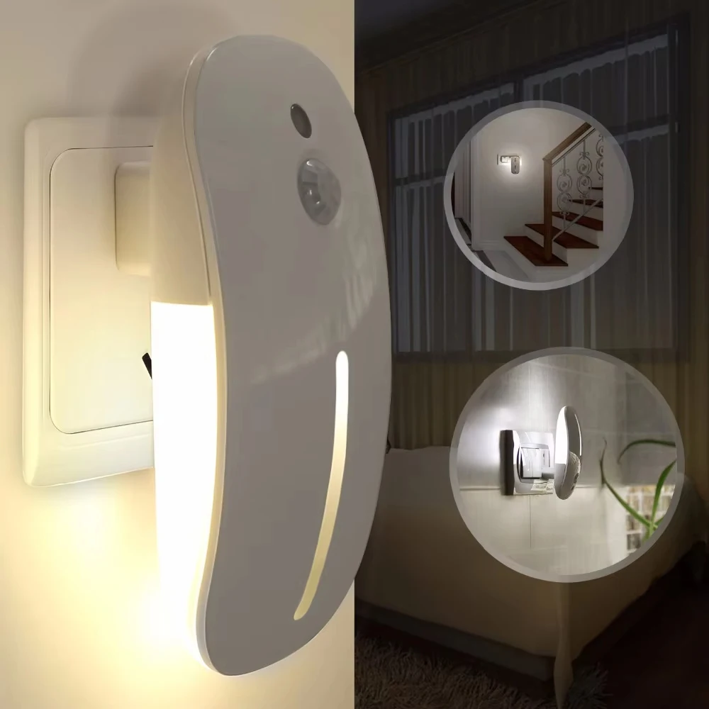 NEW Optical Mouse LED Night Light 220V Plug In Light Motion Sensing Wall Lamp Indoor Lighting for Bedroom Bedside