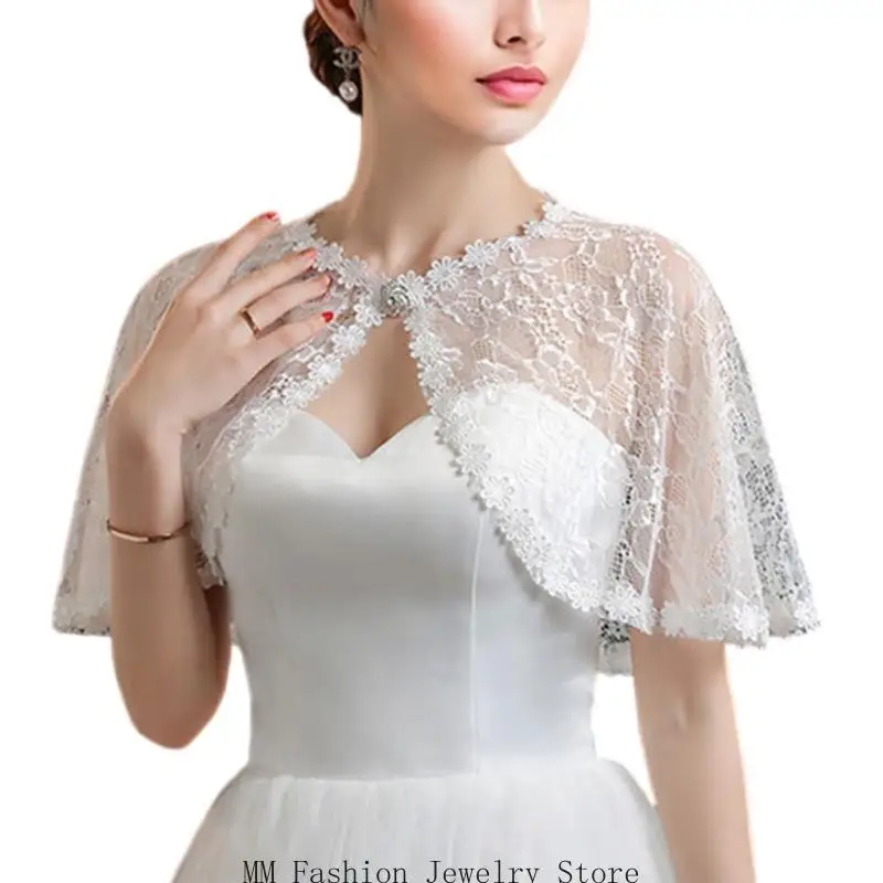 

Light weight Lace Shawl Rhinestones Decoration Shawl Breathable Evening Wrap for Weddings and Parties