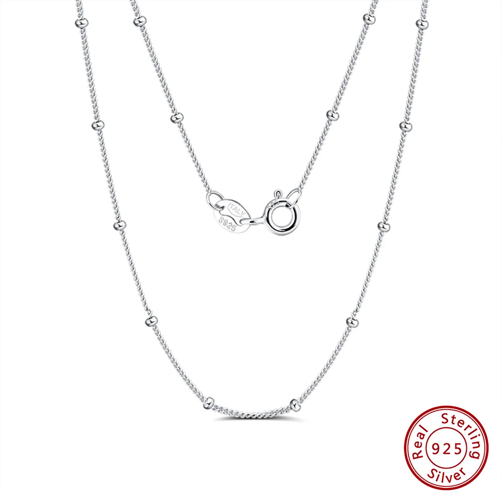 KISS MANDY Halskette mit Perlenkette aus 925er Sterlingsilber, 40–60 cm, Perlenkette für Anhänger, DIY-Halsband, Colliers, Modeschmuck, SC22