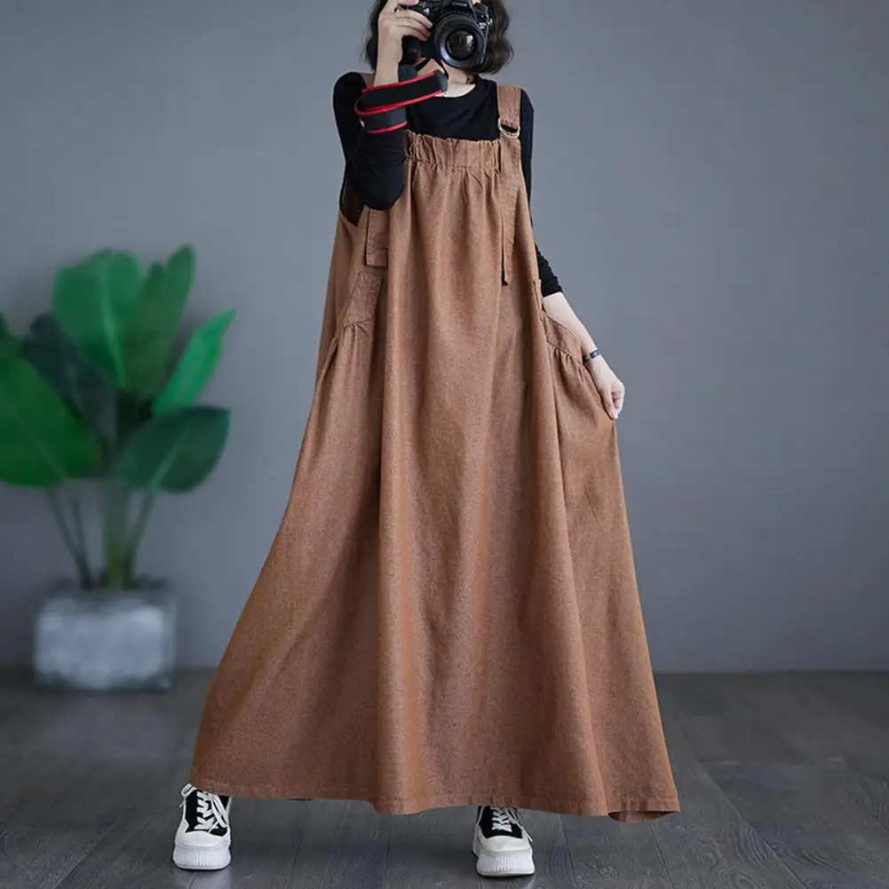 الدنيم المتضخم الصيف فستان بحزام طويل المرأة غير النظامية عادية فضفاض كشكش مطوي فساتين السيدات بلا أكمام فستان امرأة