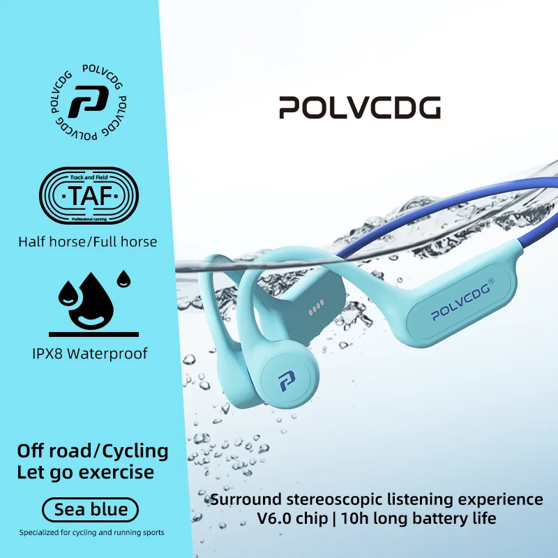 POLVCDG X8 oordopjes met beengeleiding, 8G, IPX8 waterdicht, open ontwerp, ideaal voor zwemmen, hardlopen en fietsen, hangende oordopjes.