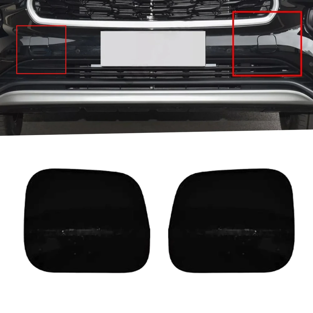 1 Pair Car Front Left Right Bumper Towing Tow Hook Hole Covers Caps Black Fit For Toyota Highlander 2023 2022 2021 2020