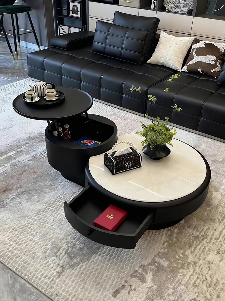 Italian minimalist coffee table combination designer new home living room small apartment wabi sabi wind round liftable