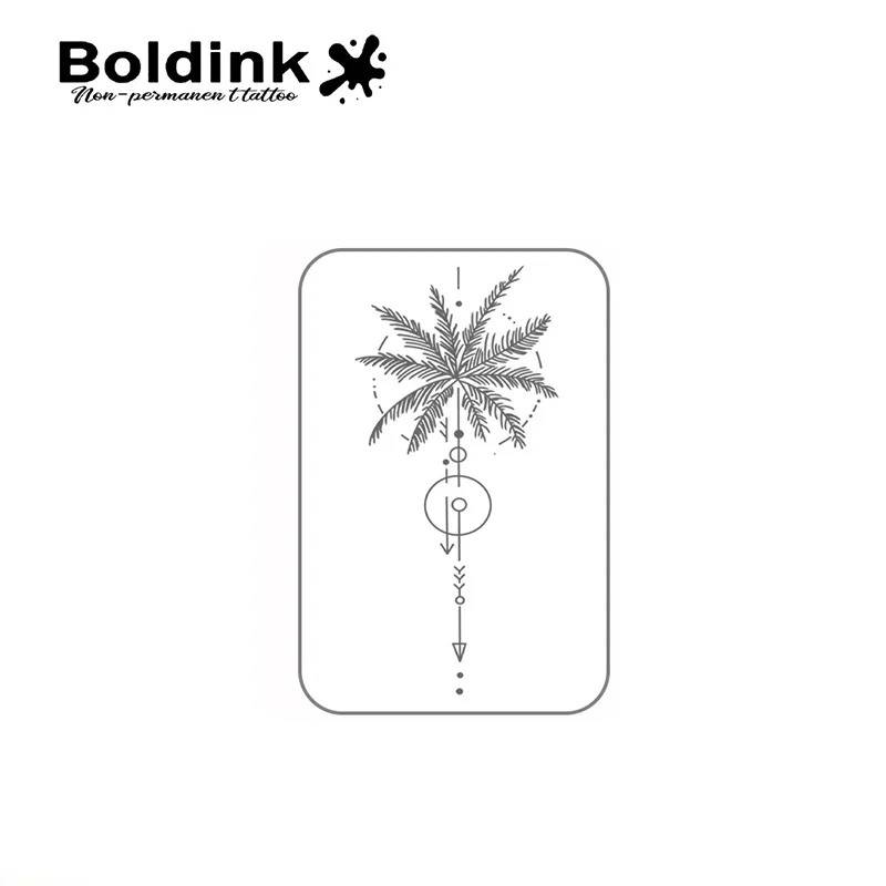 Palm Trees And Geometric Symbols Temporary Tattoo,Lasts To 15 Days New Technology Magic Waterproof Semi Permanent Sticker. view 3