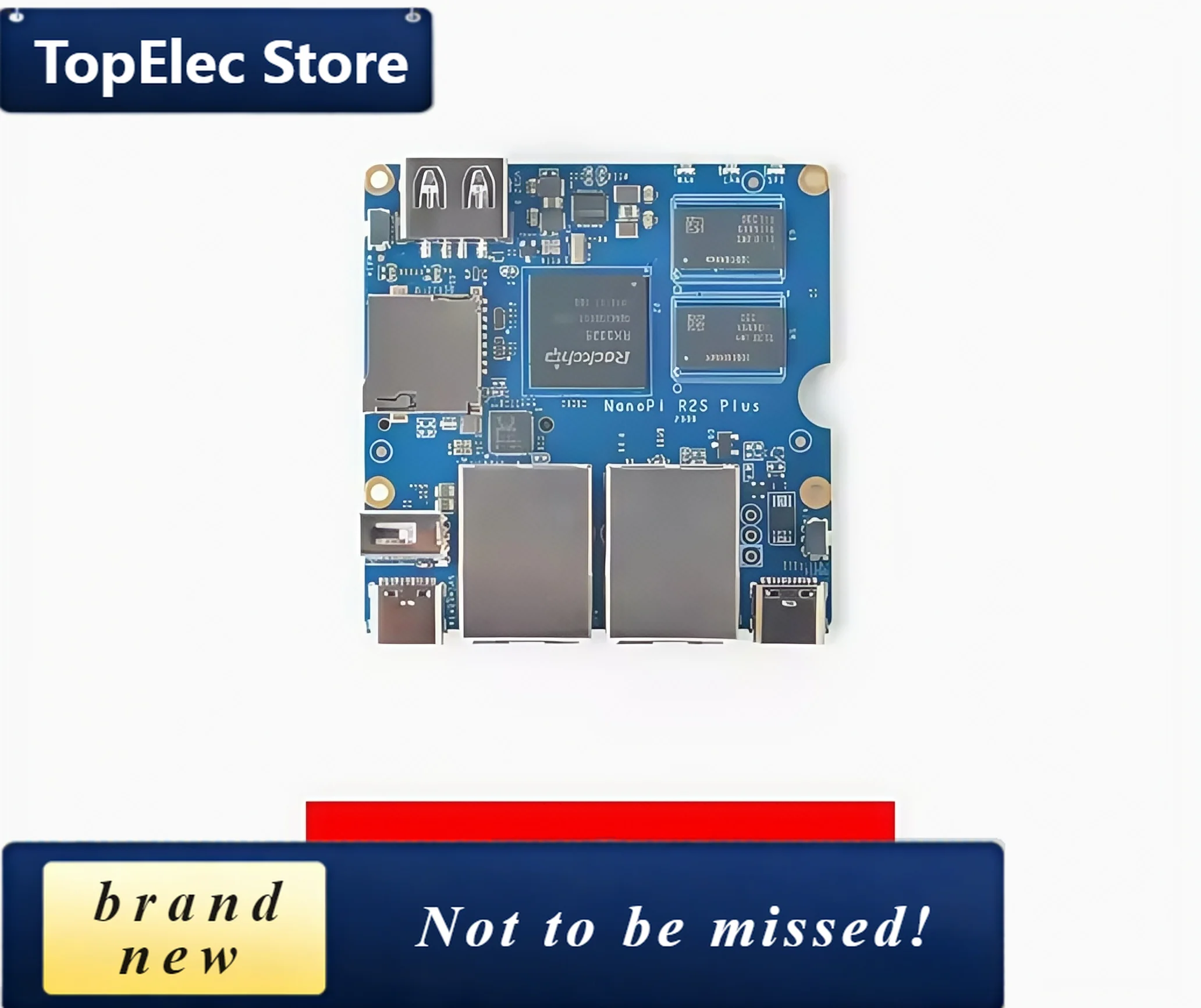TopElec NanoPi R2S Plus mini development board RK3328 dual Gigabit Ethernet port 32GBeMMC supports M.2WiFi