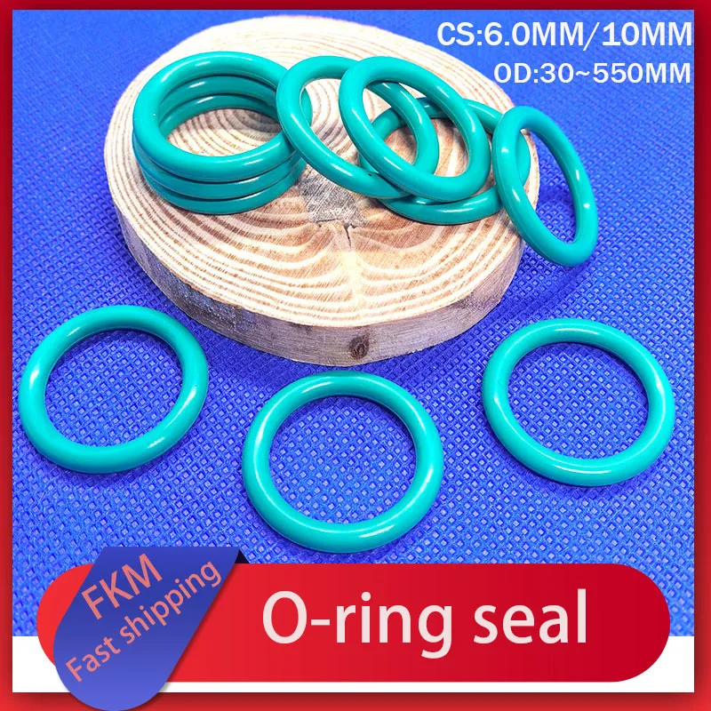 FKM CS 6.0/10mm OD30-550mm Fluororubber O-ring, High Temperature Corrosion Resistant Sealing Ring Gasket