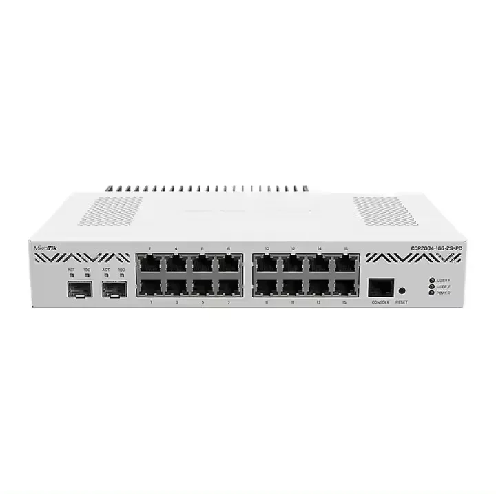 MikroTik CCR2004-16G-2S+PC 16x Gigabit Ethernet ports, 2x10G SFP-plus cages Smart Router CCR2004-16G-2S+PC