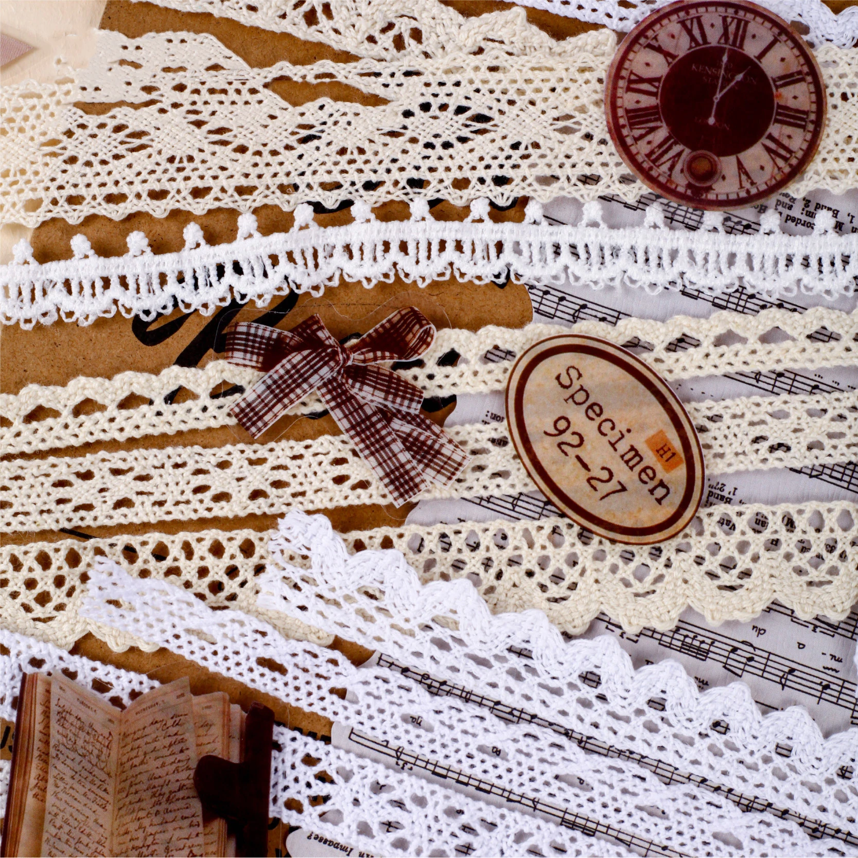 

Manjuan Series Vintage Hollow Lace Landscape Material Package Creative DIY Junk Journal Collage Scrapbooking Stationery