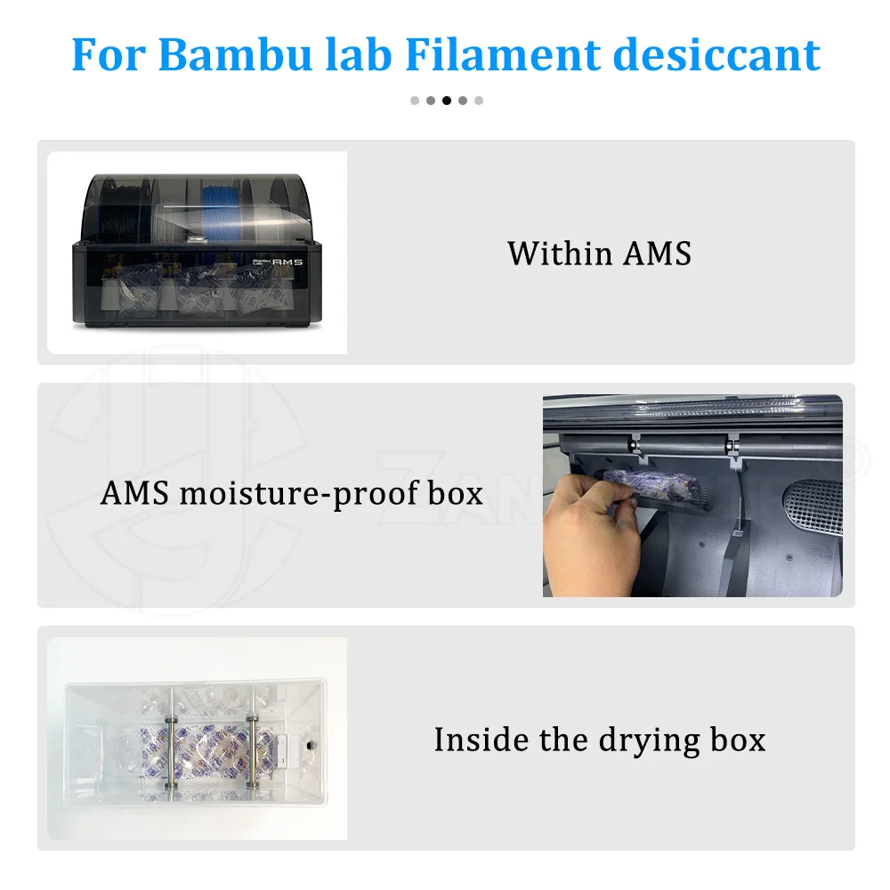 AMS خيوط مجففة بامبولاب P1s X1c P1P X1 ams خيوط مزيل الرطوبة برتقالي وأبيض سيليكون شفاف مقاوم للرطوبة