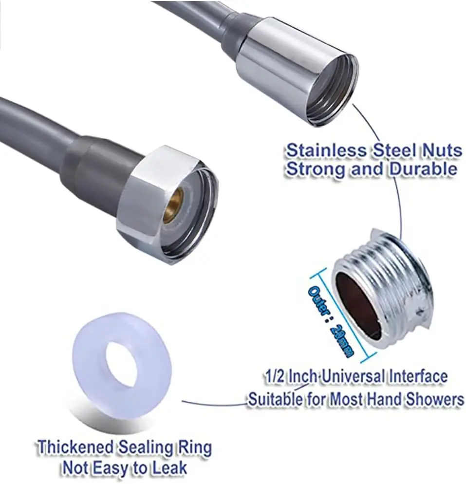 Toilet Bidet Spring Hose Flexible Shower Tube Anti-twist & Stretchable Water Plumbing Spiral Flexible Shower Hose 1.5/2/3/5M