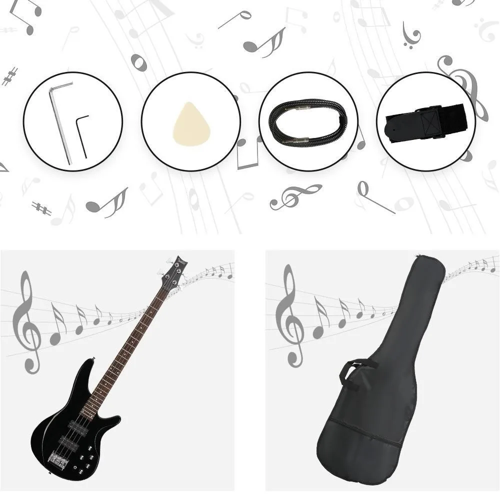 جيتار كهربائي لليد اليمنى مقاس 44 بوصة مكون من 4 أوتار لطلاب المدارس باللون الأسود #4