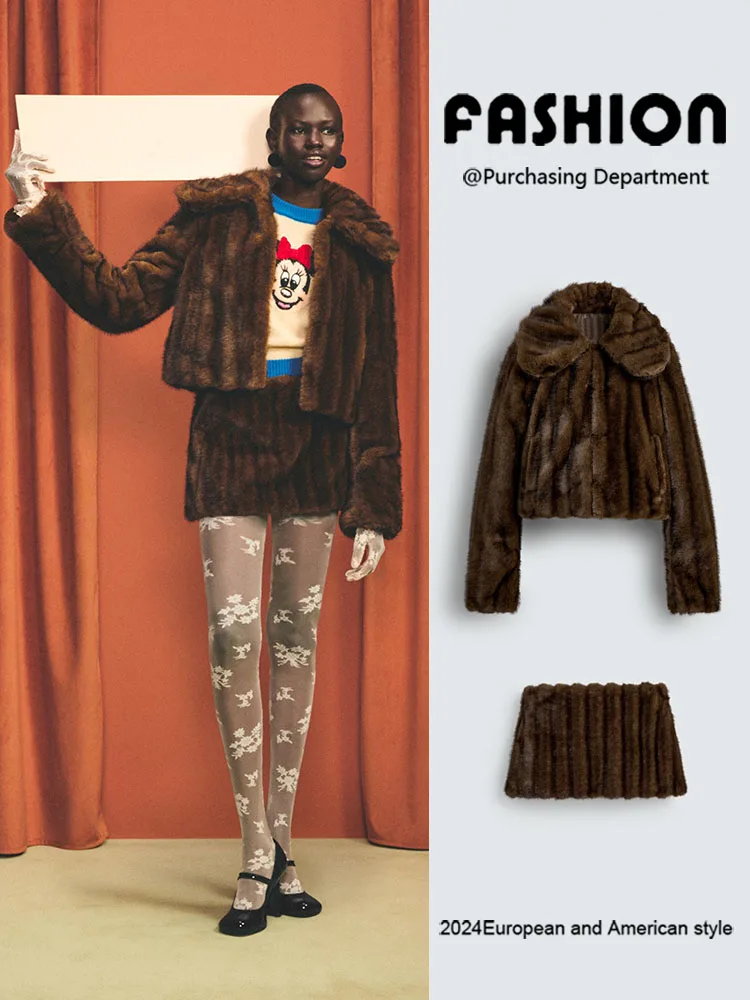 Manteau Jaet pour femmes, ensemble jupe en fourrure artificielle, longue, Sve ort Sle, vêtements pour adultes, nouvelle collection automne 2025