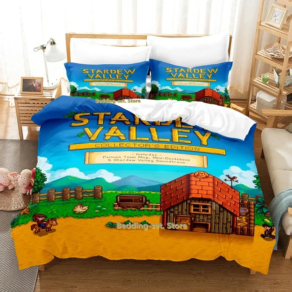 2024 Stardew Valley Bedding Set Single Twin Full Queen King Size Bed Set Adult Kid Bedroom Duvetcover Sets Game Bed Sheet Set - view 2