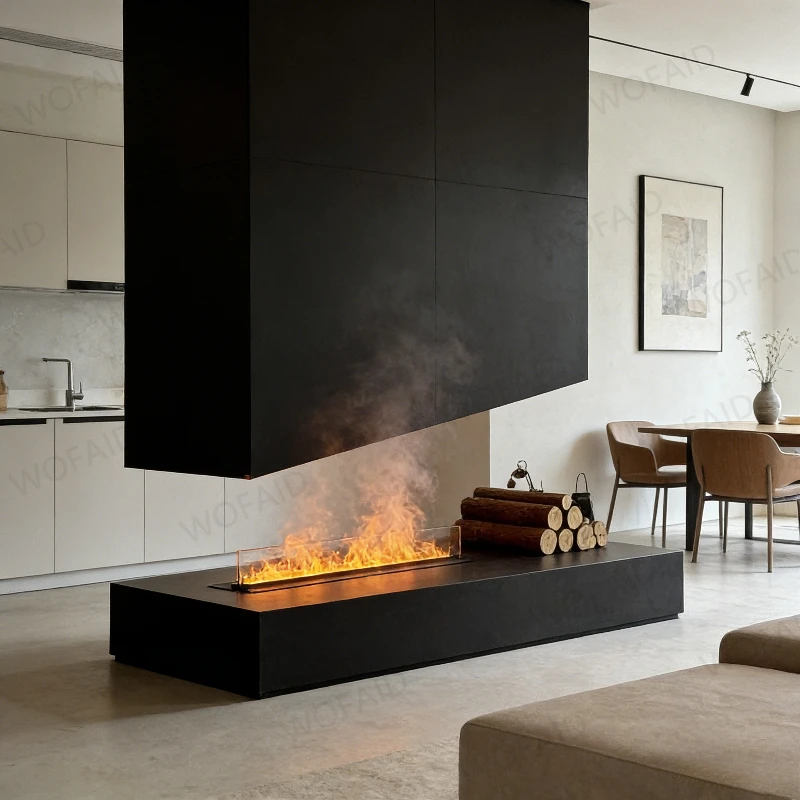 

Smart Recessed 3D Water Vapor Fireplace APP RGB Flame gold mist fireplace 3D Steam Fireplace Auto Fill Humidifier LED Flame