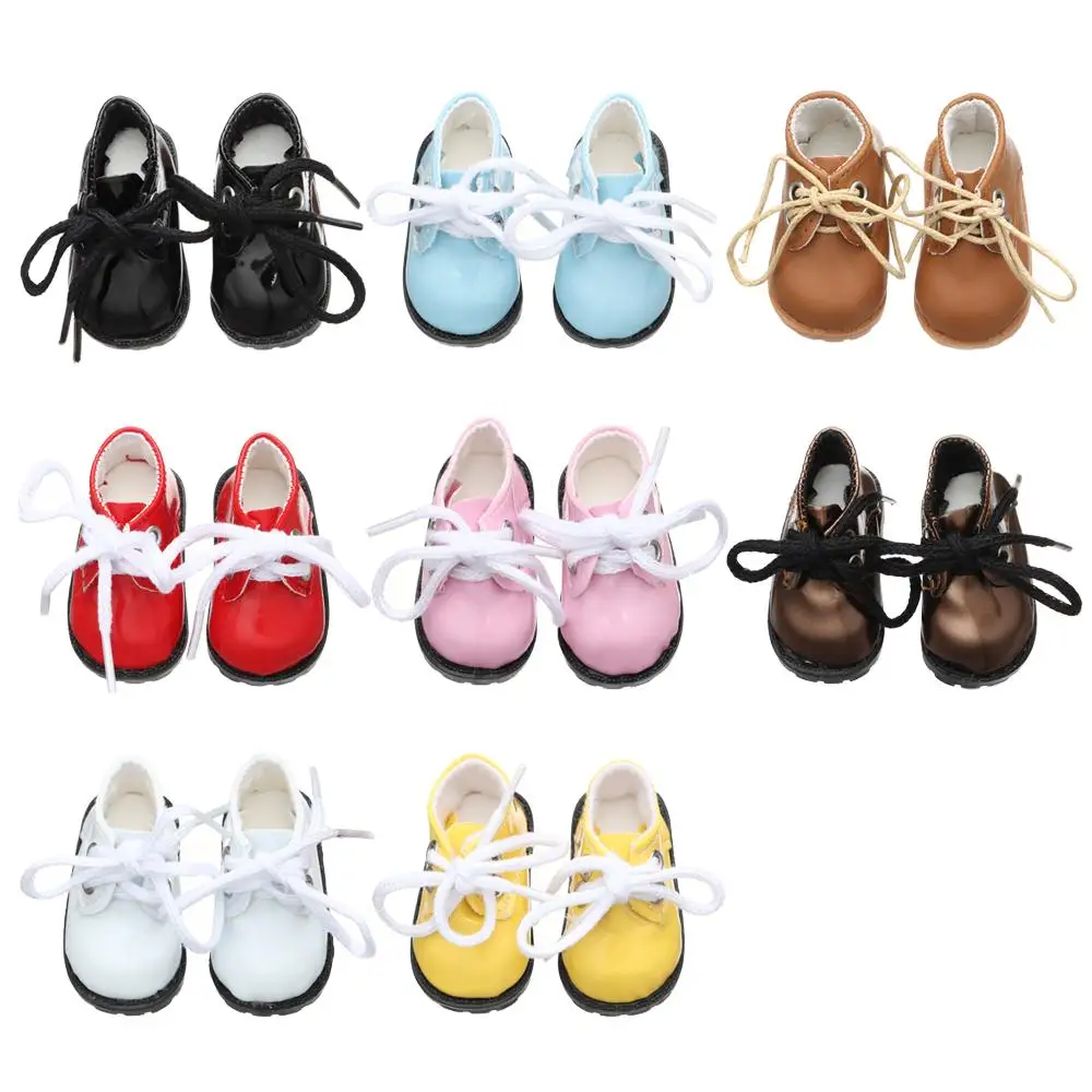 1 Pairs Candy Color Doll Bright Leather Shoes with Shoelace  for 1/6 Doll Toys Handmade Fashion Mini Clothing Doll Accessories ﻿