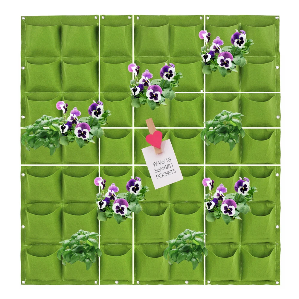 

2/4/6/9/18/36/64/81 карманы зеленые мешки для выращивания растений кашпо вертикальный сад овощи живущая рассада настенные подвесные мешки для выращивания растений
