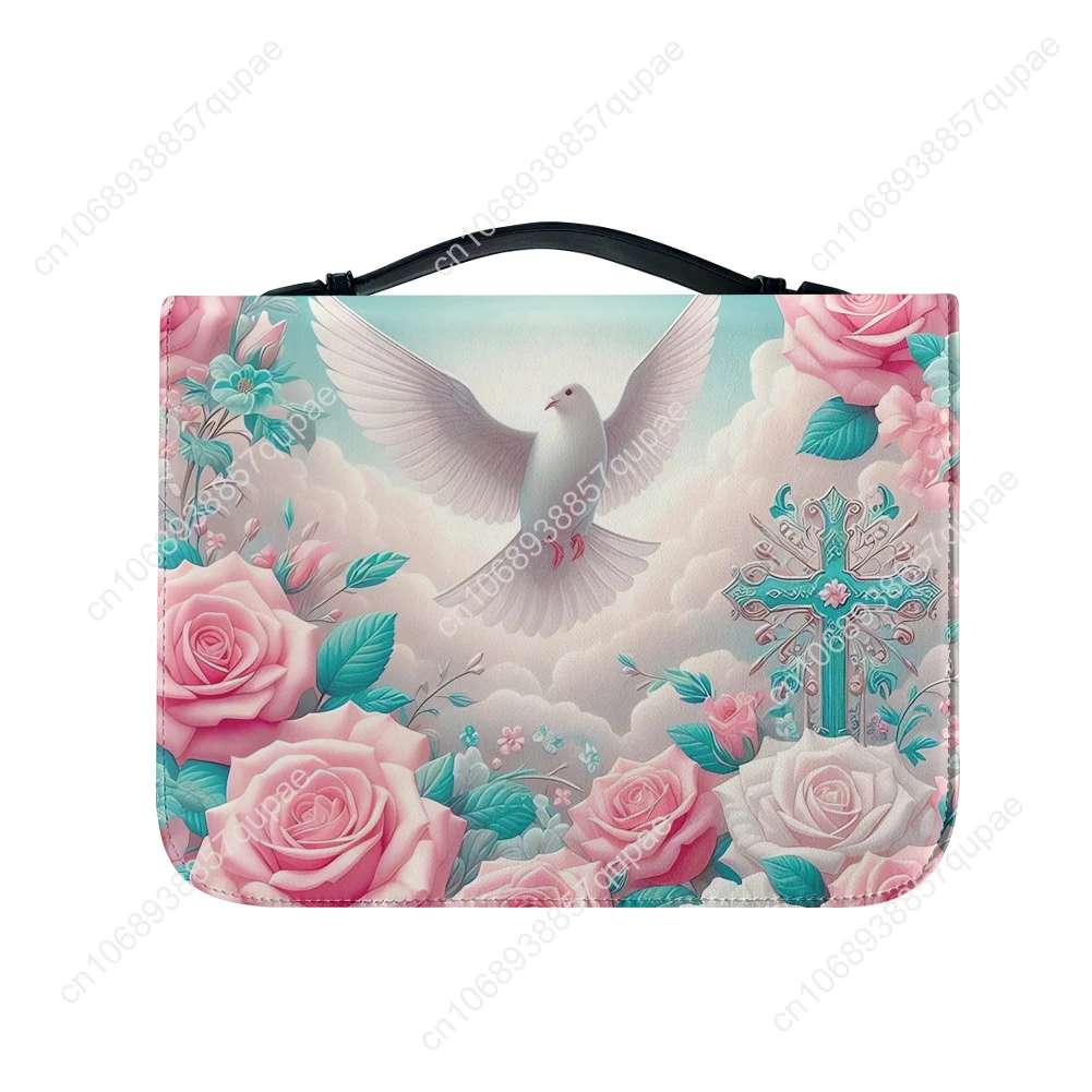 Floral Cross Catholic Bible Bags Christian Gifts Personalized Cover Bible Pack Waterproof Leather Bag Pockets Package Case