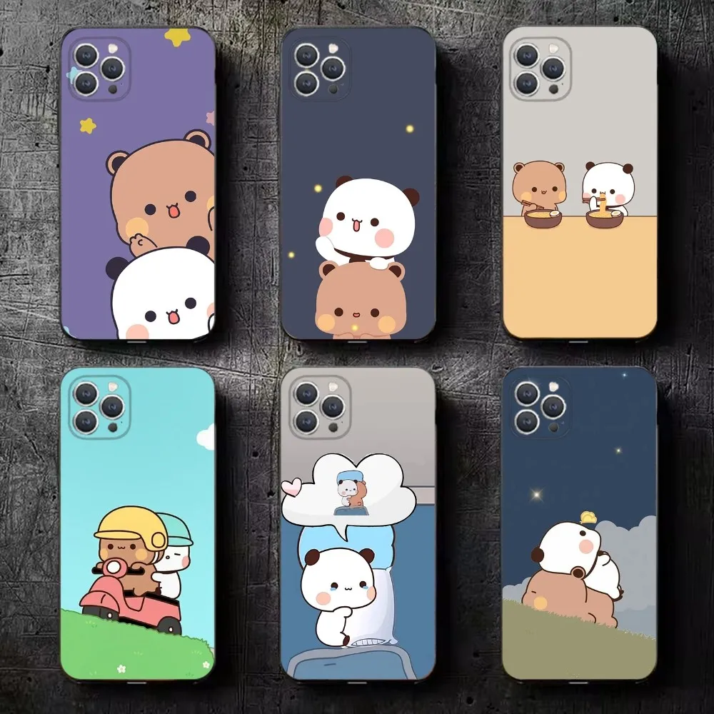 Cute Cartoon BUBU D-DUDU Phone Case For iPhone 15,14,13,12,11,Plus,Pro Max,XS,X,XR,SE,Mini,8,7 Soft Silicone Black Cover