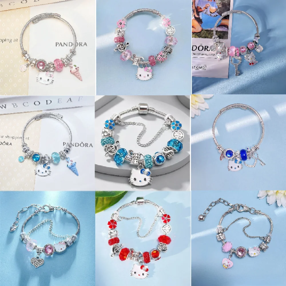 

Kawaii Anime Bracelet, Hello Kitty Stainless Steel Bracelet，Creative beading,Women's fashion accessories, girls' holiday gifts