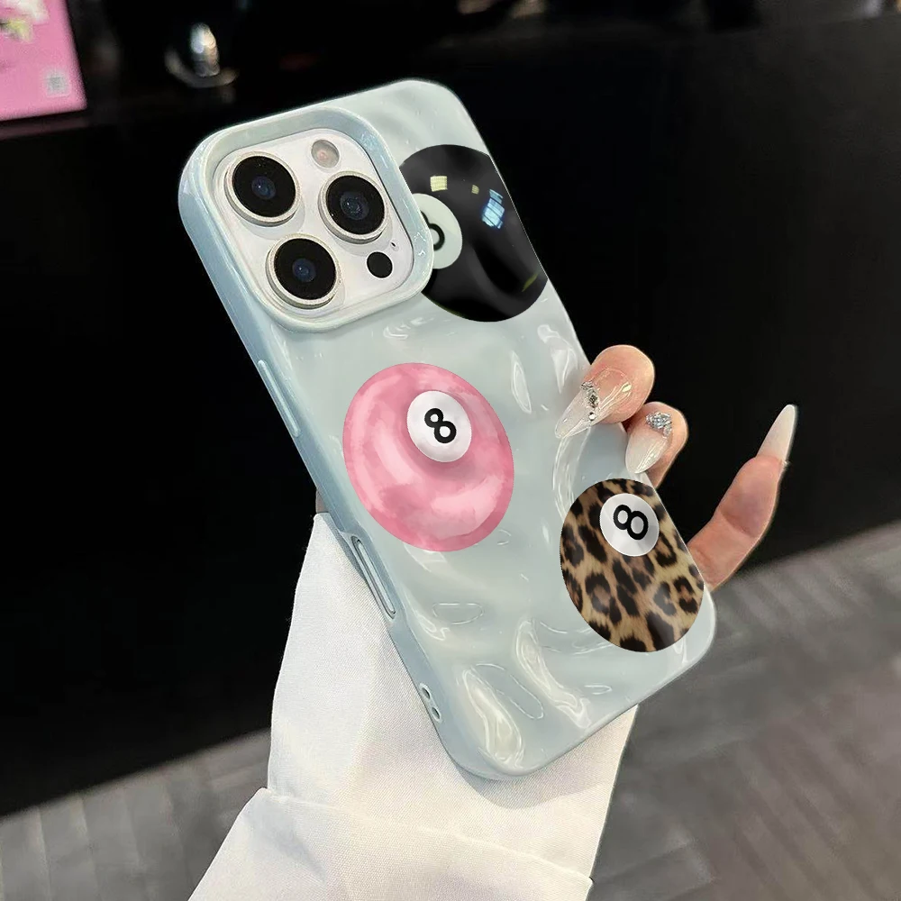 Billard Nr. 8 Glücksbringer-Muster Handyhülle für iPhone 17 16 15 14 13 12 11 Pro Max 14 Plus 17Air Falten-Wellen Weiche Silikonhülle – Detail 2