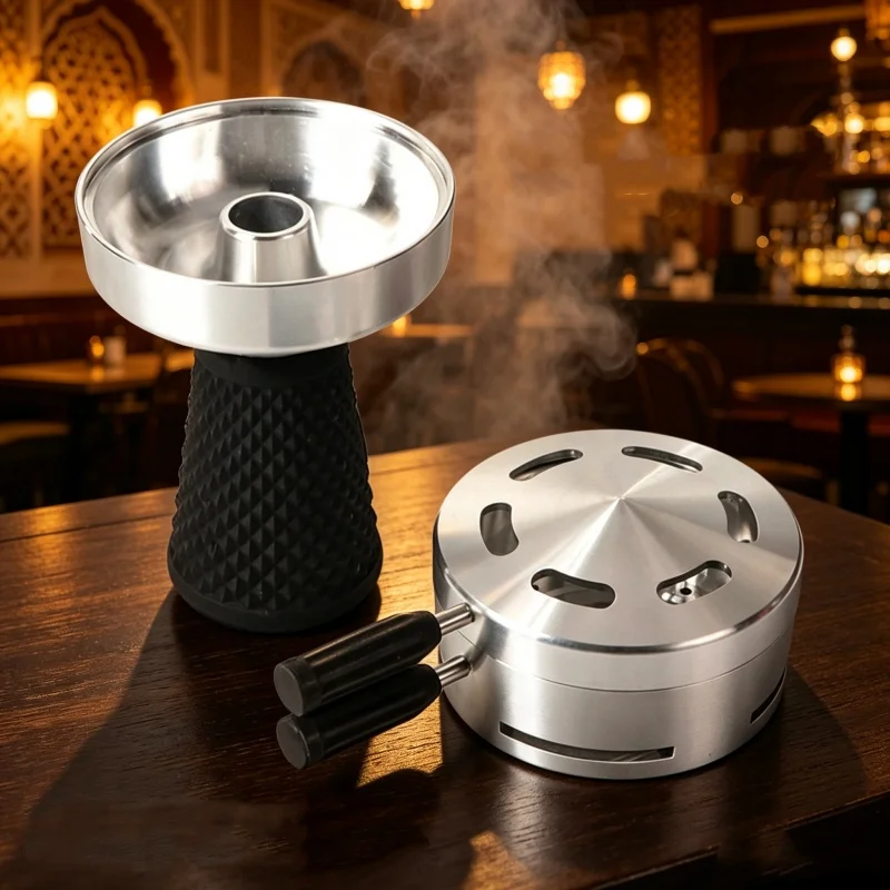 Portable Silicone Shisha Bowl with Charcoal Holder | Hookah Heat Management | for Chicha, Khalil Mamoon | Home & Travel Use