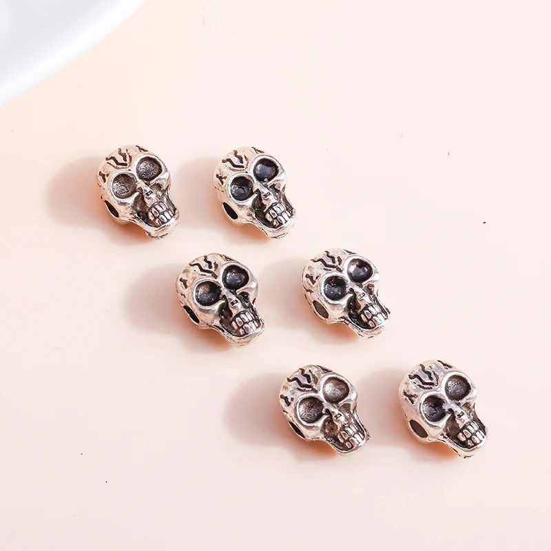 Leslie 15 Stück Legierung Skelett Halloween Schädel Kopf Charms Perlen Anhänger für Schmuckherstellung Tropfen Ohrringe Halsketten Armbänder DIY – Detail 6