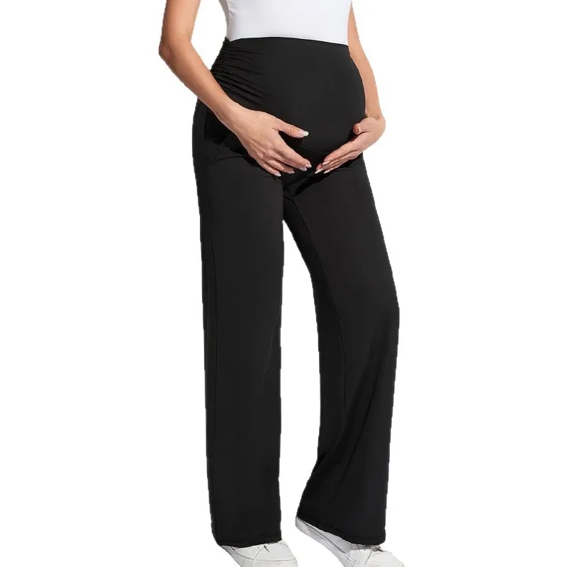 maternity-clothing-casual-pants-summer-fashion-high-waisted-straight-leg-solid-color-pants-pregnant-woman-trousers