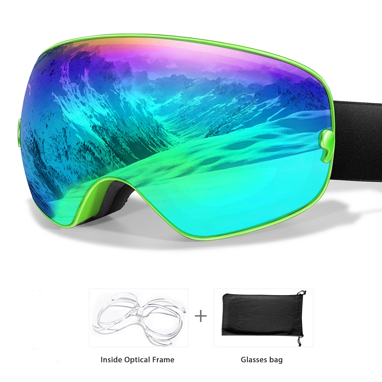 NONE Winter Outdoor SKI Brille Männer und Frauen Teenager, kostenloser optischer Rahmen und Tasche, UV400 Antibeschlag-Snowboardbrille, Weihnachtsgeschenke 4