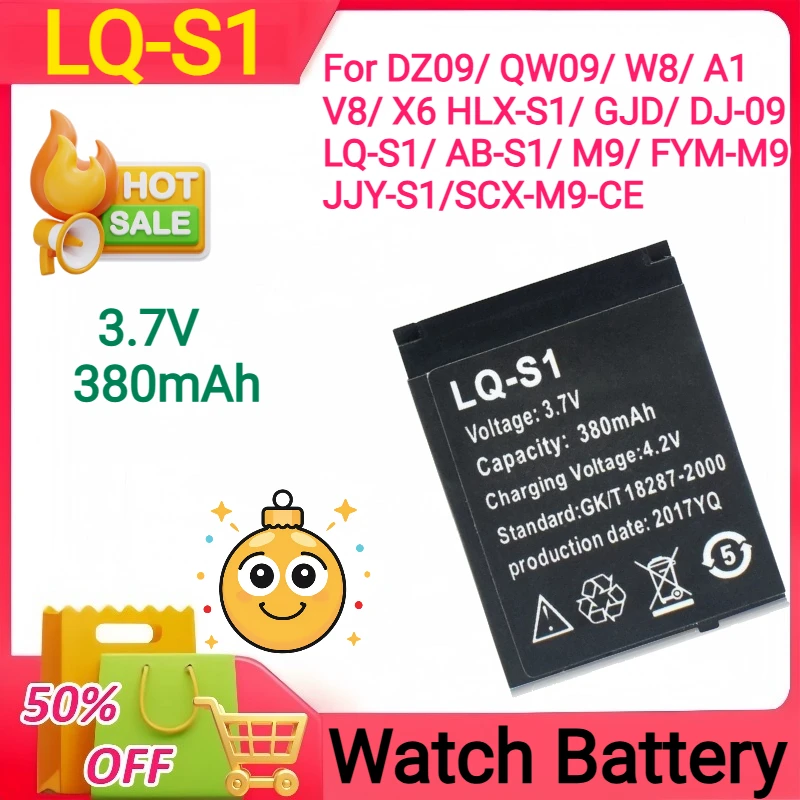 

LQ-S1 3.7V 380mAh GTF Smart Watch Battery GTF Durable lithium Rechargeable Battery For Smart Watch QW09 DZ09 W8