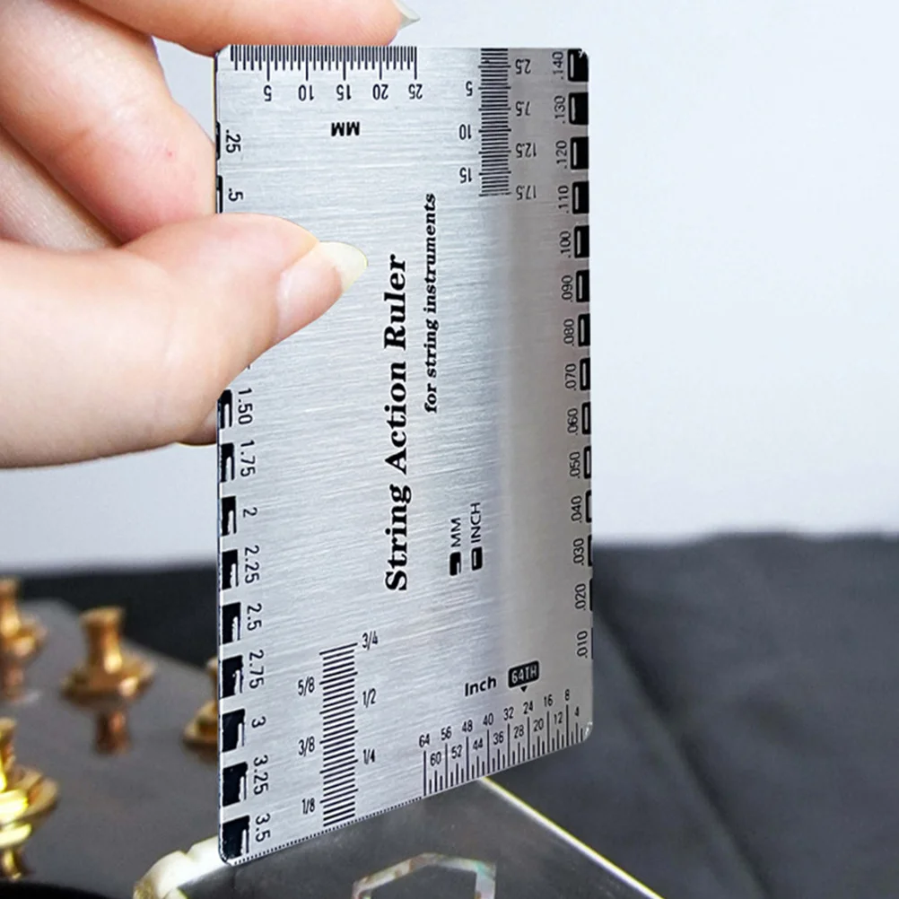 Medidor de acción de cuerdas de guitarra de precisión, regla de acero para una medición precisa de la altura de las cuerdas, configuración de guitarra clásica de bajo acústico