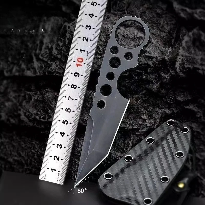 All 440c Mini Straight Knife with Sheath Portable EDC Cutter Wilderness Camping Trekking Climbing Backpacking Outdoor Essentials