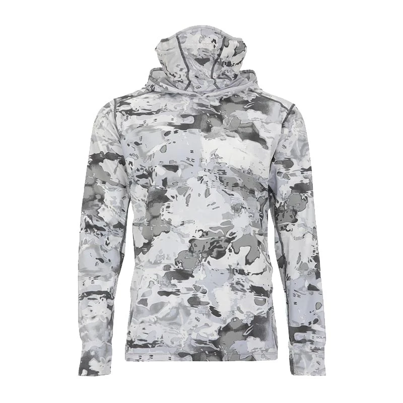 Máscara de proteção roupas de pesca camisa dos homens impressão camisa de manga comprida camisa de proteção uv camisa de pesca com capuz