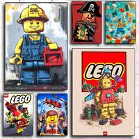 Classic Building L-LeGos Blocks DIY Sticky Poster Waterproof Paper Sticker Coffee House Bar Stickers Wall Painting