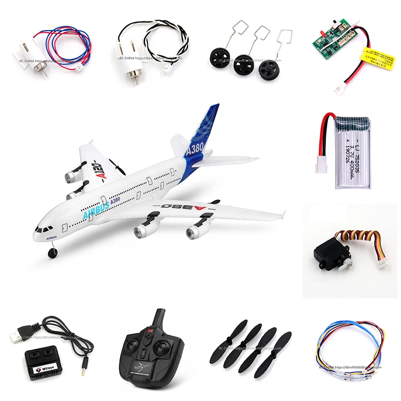 Wltoys XK A120 A380 RC Airplaner Spare Parts Blade Propeller Landing Gear Motor Receiver Servo Light Charger Remote Control