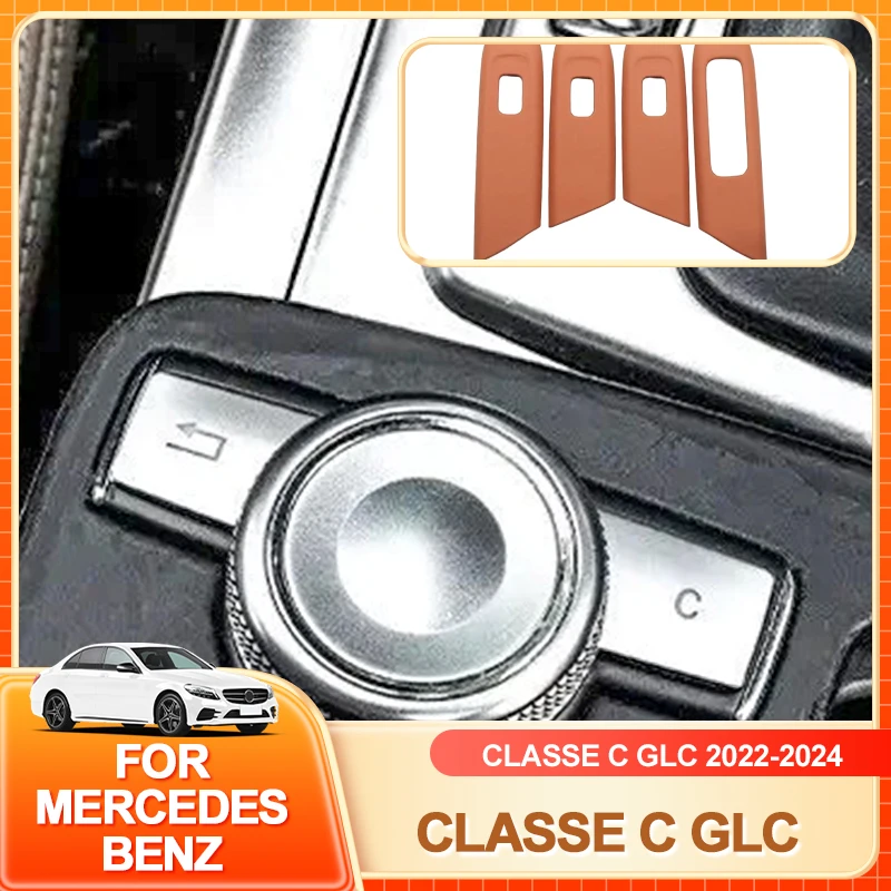 

Внутренние наклейки для Mercedes Benz C Class GLC W206 X254 2022-2024 Кожаные коричневые наклейки на панель подъема окна автомобиля Наклейка на отделку автомобиля A